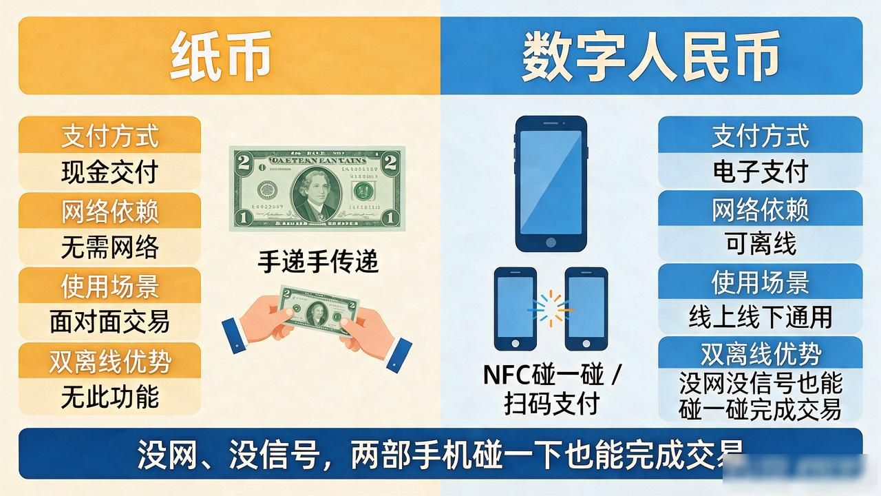 数字人民币与现金区别_人民币数字货币的区别_数字人民币双离线支付